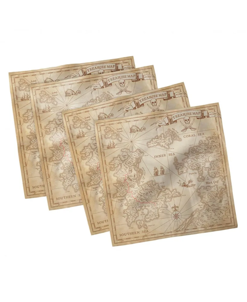 Ambesonne Map Set of 4 Napkins, 12" x 12"