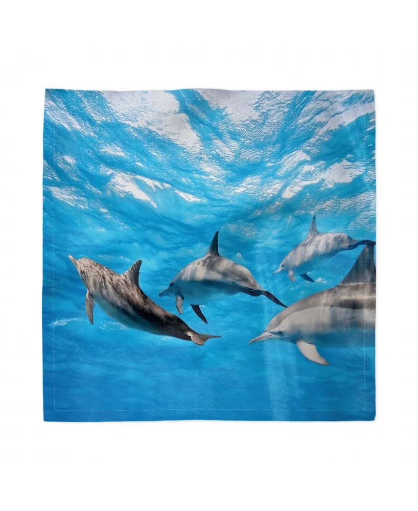 Ambesonne Dolphin Set of 4 Napkins, 12" x 12"