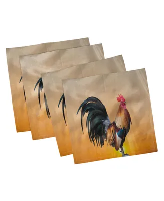 Ambesonne Rooster Set of 4 Napkins, 18" x 18"