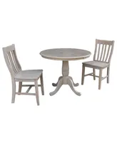 International Concepts 36" Round Extension Dining Table with 2 Cafe Chairs