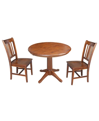 International Concepts 36" Round Extension Dining Table with 2 Rta Chairs