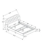 Monarch Specialties Bed - Queen Size Leather- Look with Wood Legs