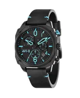 Avi-8 Men's Hawker Hunter Chronograph Retrograde Edition Genuine Leather Strap Watch 45mm