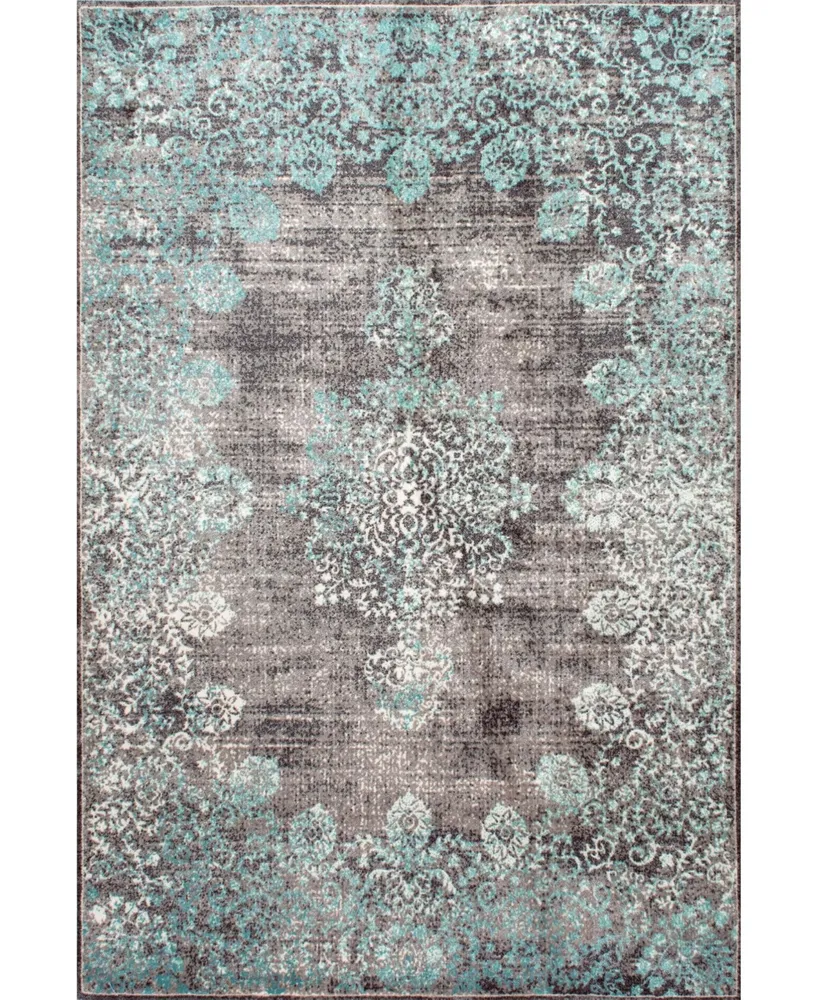 nuLoom Norbul Vintage-Inspired Floral Lacy Teal 6' x 9' Area Rug