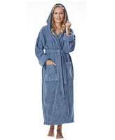 Arus Women's Hooded Full Length Gots Certified Organic Turkish Cotton Bathrobe