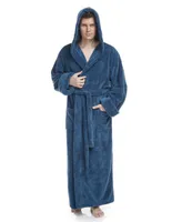 Arus Men's Soft Fleece Robe, Ankle Length Hooded Turkish Bathrobe