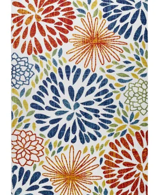 nuLoom Claudia Transitional Floret Multi 6'7" x 9' Outdoor Area Rug