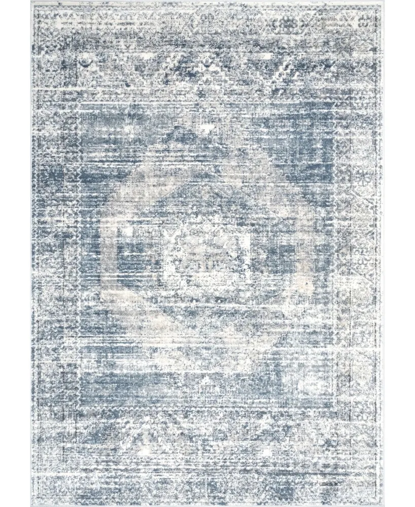 nuLoom Entice Matisse Distressed Vintage-Inspired Blue 5'3" x 7'7" Area Rug