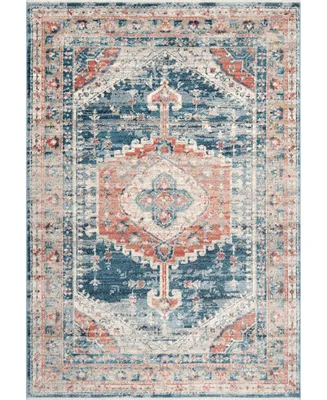 nuLoom Delicate Derya Persian Vintage-Inspired Blue 6'7" x 9' Area Rug