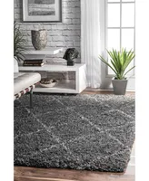 nuLoom Easy Shag Cozy Soft and Plush Diamond Trellis 4' x 6' Area Rug