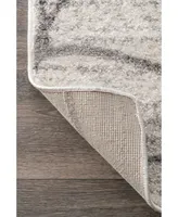 nuLoom Smoky Abstract Leaves Silver 4' x 6' Area Rug