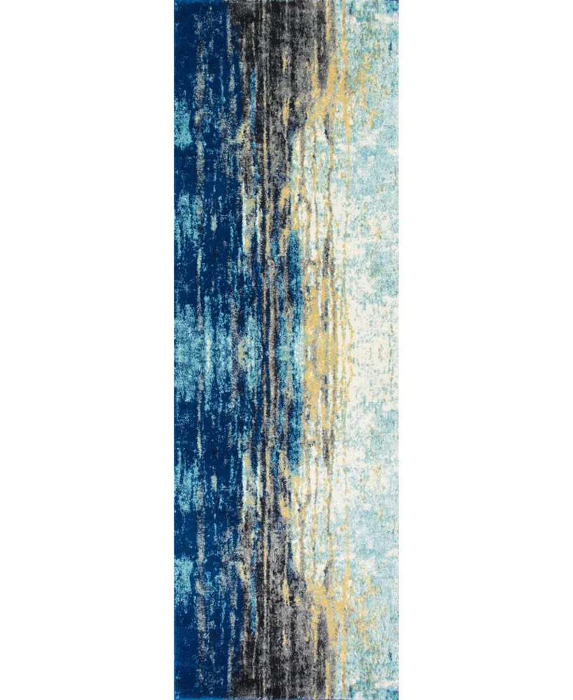 nuLoom Bodrum Vintage-Inspired Abstract Waterfall Blue 6'7" x 9' Area Rug