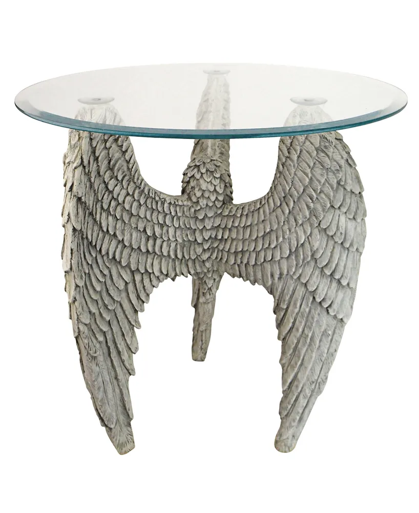 Design Toscano Angel Wings at our Feet Glass-Topped Sculptural Table - Off