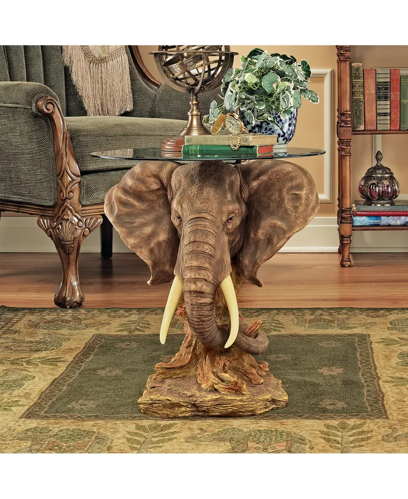 Design Toscano Lord Earl Houghton's Trophy Elephant Glass-Topped Table