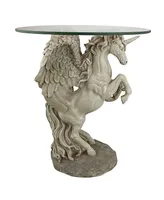 Design Toscano Mystical Winged Unicorn Sculptural Glass-Topped Table