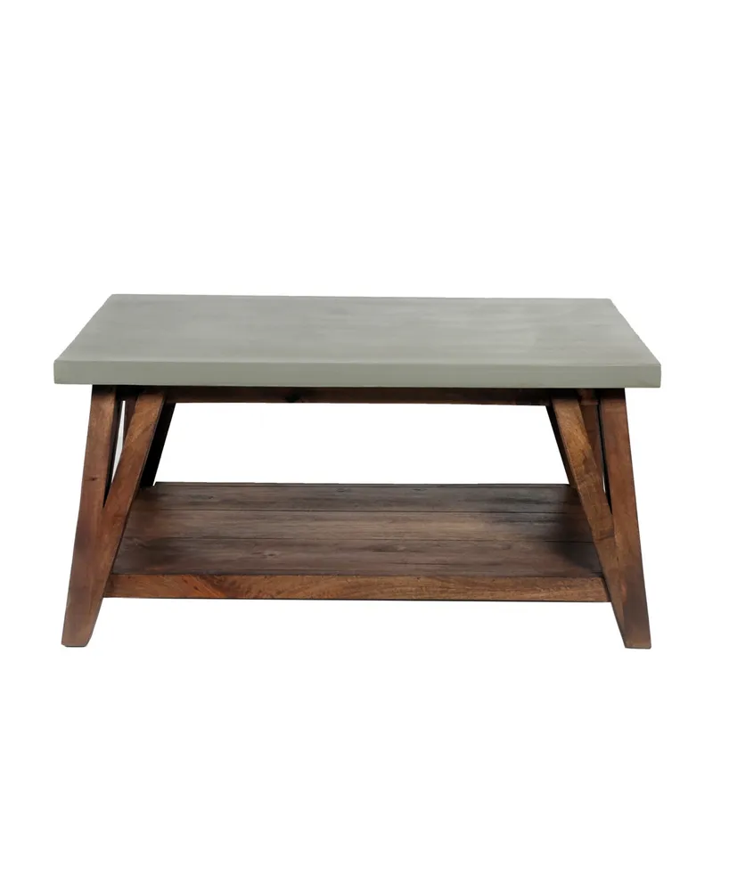 Alaterre Furniture Brookside Cement-Top Wood Entryway Bench