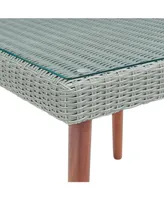 Alaterre Furniture Albany All-Weather Wicker Outdoor Square Cocktail Table with Glass Top