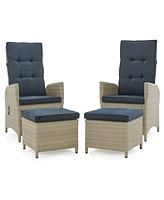 Alaterre Furniture Haven All-Weather Wicker Outdoor Recliners with Ottomans and Cushions Set