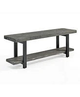 Alaterre Furniture Pomona Metal and Wood Wall Coat Hook with Bench