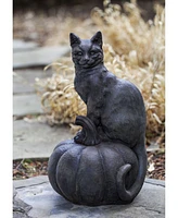 Campania International Cat on Pumpkin Garden Statue