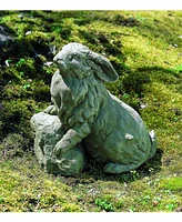 Campania International Rabbit on A Rock Garden Statue