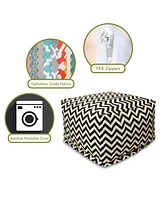 Majestic Home Goods Chevron Ottoman Square Pouf with Removable Cover 27" x 17"