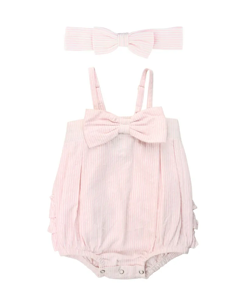 Ruffle Butts Pink Seersucker Swing Top Set for Baby and Toddlers