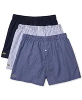 Lacoste Men's 3-Pack Woven Cotton Boxers