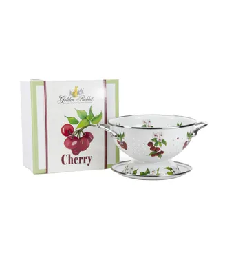 Golden Rabbit Cherry Enamelware 2-Piece Giftboxed Colander