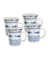 Golden Rabbit Fish Camp Enamelware Latte Mugs, Set of 4