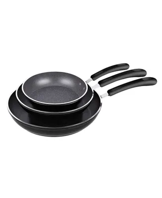 Cook N Home 8"/10"/12" 3 Pieces Frying Saute Pan Set with Non-stick Coating and Induction Compatible bottom, Black