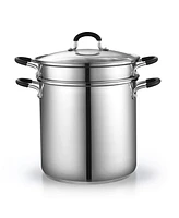 Cook N Home 12 Quart 4-Piece Stainless Steel Pasta Cooker Steamer Multipots, Silver
