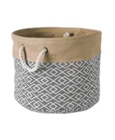 Design Imports Burlap Bin Diamond Round Small