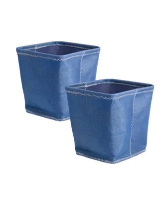 Design Imports Polyester Bin Zig-Zag Stitch Variegated Trapezoid Set of 2