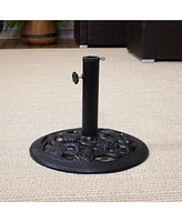 Rose Blossom 16-Inch Diameter Cast Iron Patio Umbrella Base Stand - Bronze