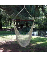 Caribbean Xl Hanging Hammock Chair - Soft-Spun Polyester Rope - 300-Pound Capacity - Cream