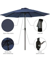 9-Foot Patio Umbrella with Fade Resistant Canopy - Auto Tilt and Crank - Rust-Resistant Aluminum Pole - Navy Blue