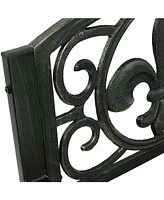 Sunnydaze Decor Fleur-de-Lis Cast Iron and Steel Patio Rocking Chair - 275-Pound Weight Capacity - Black