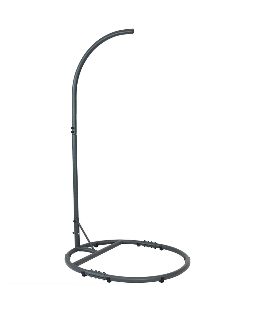 Sunnydaze Decor Steel Egg Chair Stand with Extra-Wide Round Base - Black Powder-Coated Finish - 76 Inches H