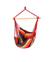 Double Cushion Hanging Rope Hammock Chair Swing for Backyard and Patio - 265 lb Weight Capacity - Sunset