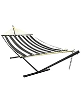 Quilted Double Hammock with 12-Foot Stand and Pillow - - - Stand