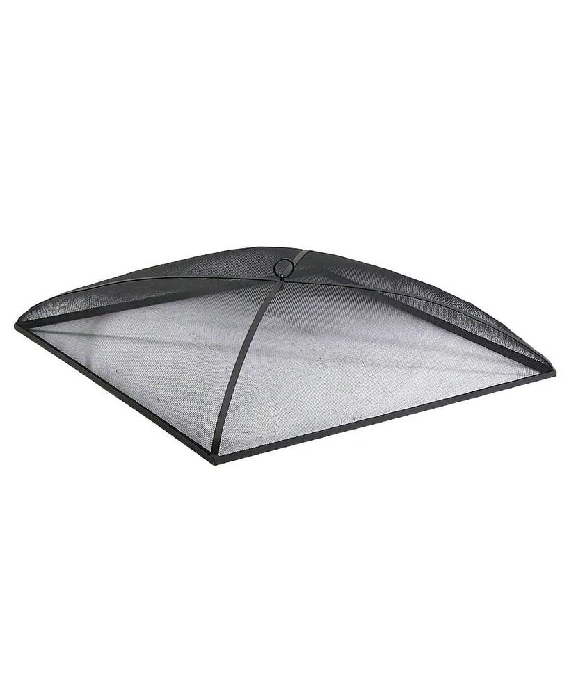 Outdoor Heavy-Duty Steel Mesh Square Easy-Opening Camp Fire Pit Spark Screen Lid