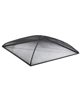 Outdoor Heavy-Duty Steel Mesh Square Easy-Opening Camp Fire Pit Spark Screen Lid