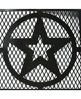 Outdoor Camping or Backyard Steel Round Four Star Fire Pit Table with Spark Screen - 40" - Black
