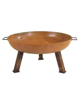 Inch Rustic Cast Iron Outdoor Raised Fire Pit Bowl with Handles