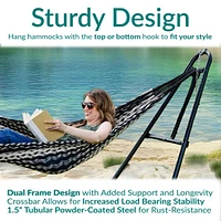 Universal Double Hammock Stand Only - 550-Pound Capacity Heavy-Duty for Outside Fits 9 to 14 Foot Hammocks Green
