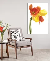 Empire Art Direct Orange Yellow Parrot Tulip on White Frameless Free Floating Tempered Glass Panel Graphic Wall Art, 48" x 32" x 0.2"