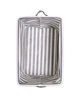 Design Imports Polyethylene Coated Herringbone Woven Cotton Laundry Bin Stripe Rectangle Set of 3