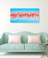 Empire Art Direct Flamingo Flock Frameless Free Floating Tempered Art Glass Wall Art by Ead Art Coop, 24" x 48" x 0.2"