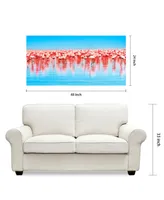 Empire Art Direct Flamingo Flock Frameless Free Floating Tempered Art Glass Wall Art by Ead Art Coop, 24" x 48" x 0.2"
